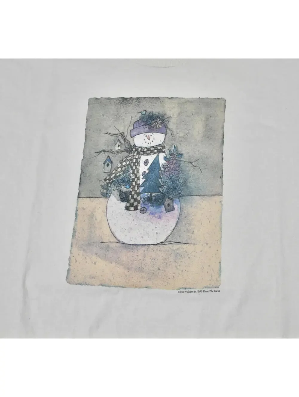Vintage Snowman Christmas 1996 Holiday White Santa 90s Shirt Size X-Large
